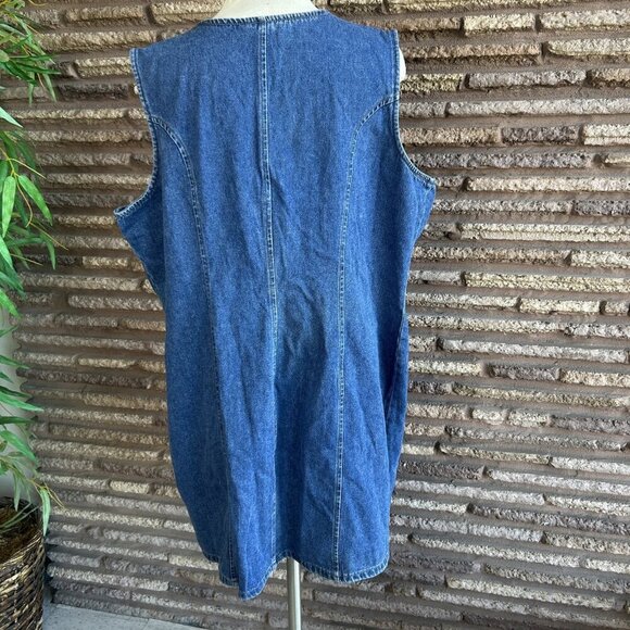 Avenue Blue Denim Jean Full Zip Jumper Sleeveless Dress Size 22 - Picture 4 of 8